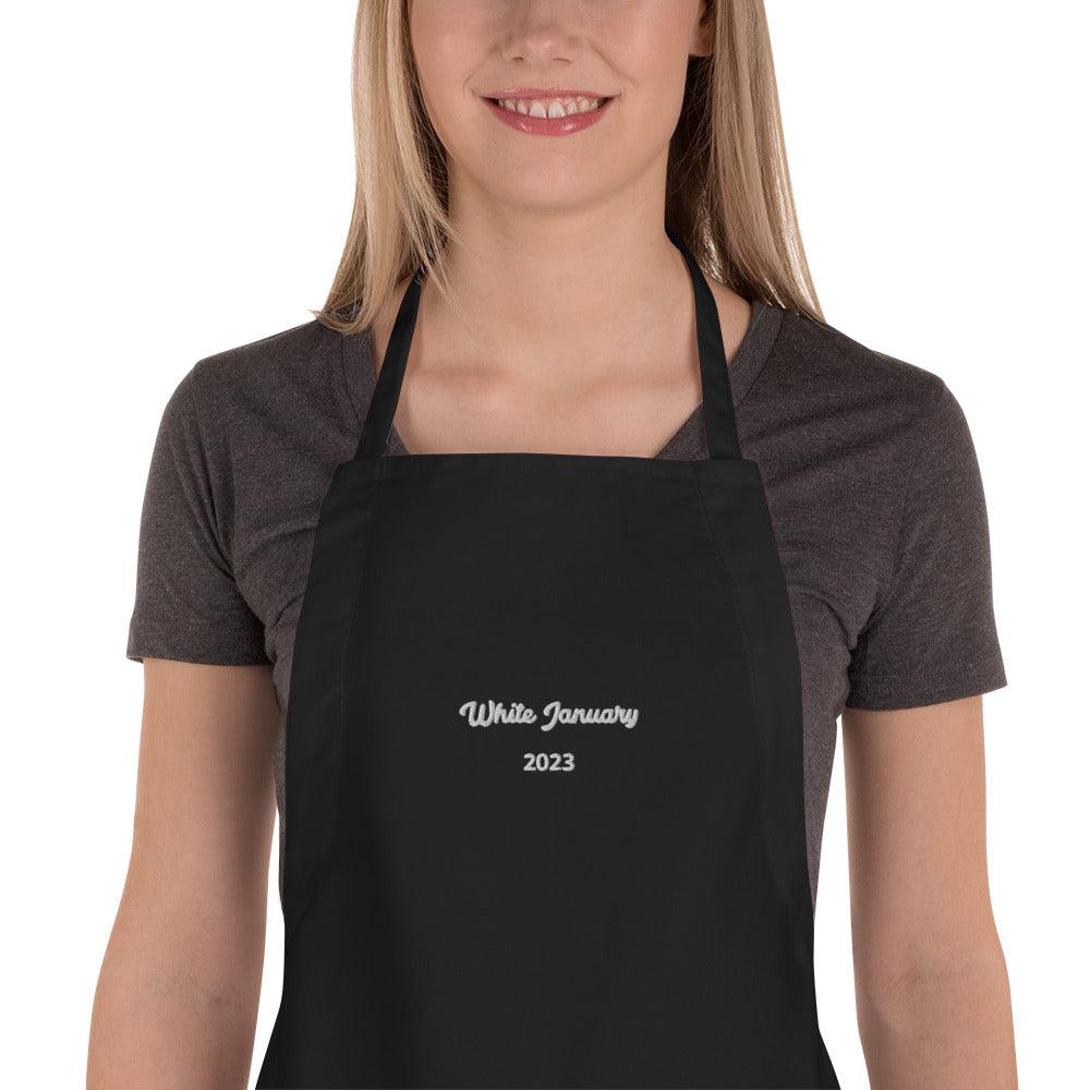 Embroidered Apron White January 2023 - Clean & Sober
