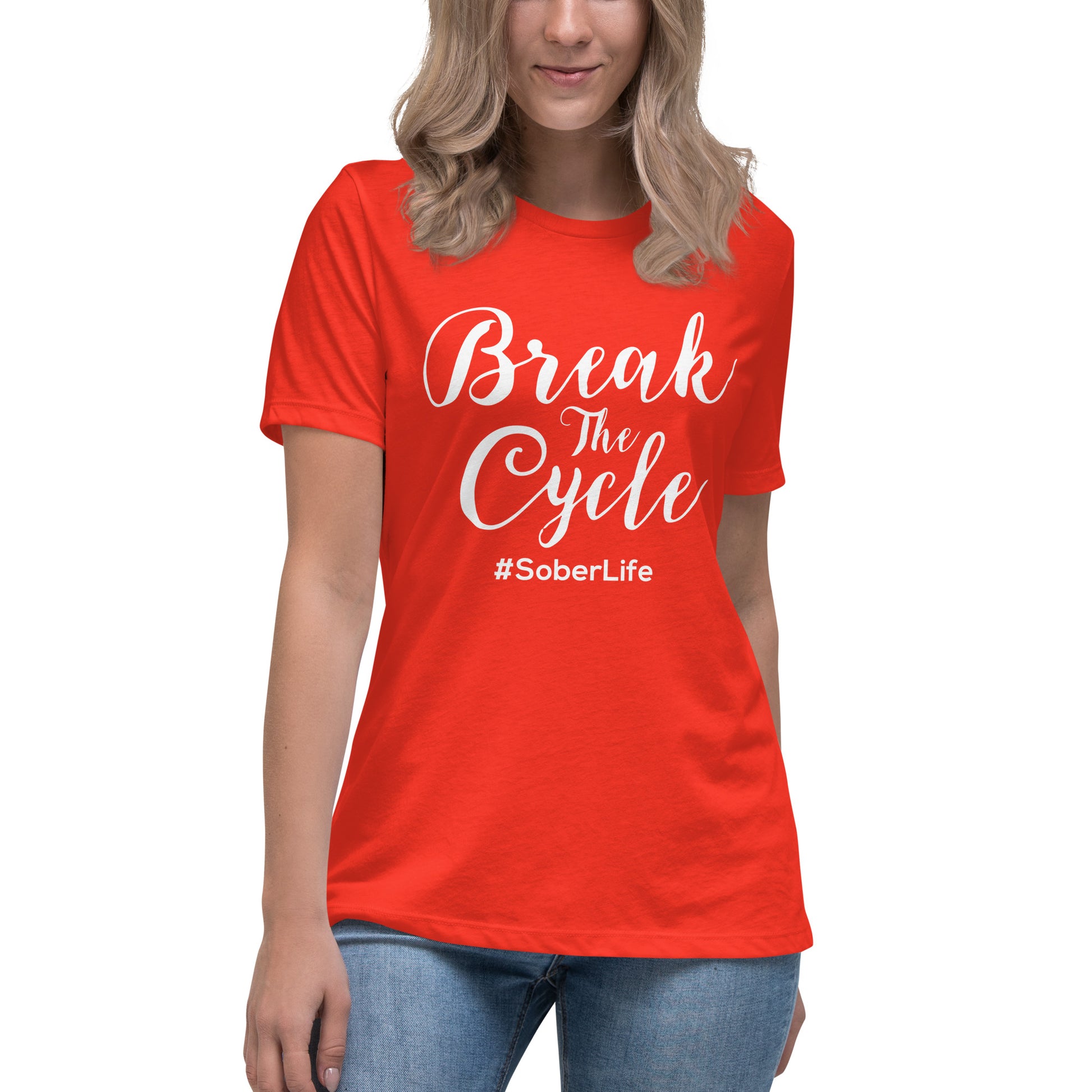 Empowering Women's T-Shirt Break the Cycle Inspirational Support Tee - Clean & Sober
