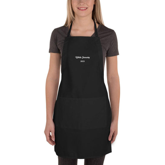Elevate Cooking Experience with Embroidered Apron White January 2023 Edition The Perfect Gift for Recovery and Sobriety - Clean & Sober