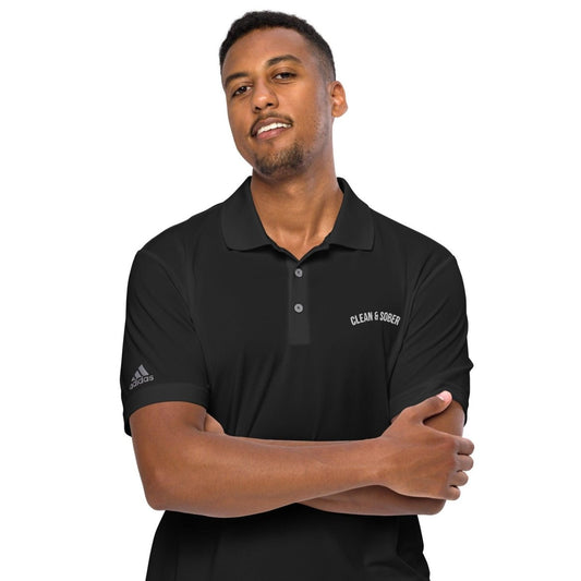 Elevate Style and Empowerment with Adidas Performance Polo Shirt Clean and Sober Design The Perfect Gift for Recovery and Sobriety - Clean & Sober