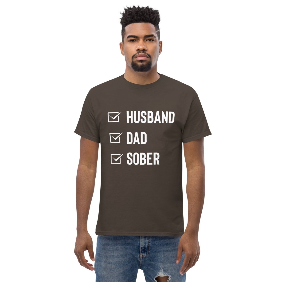 Husband Dad Sober - Men's Classic Tee Celebrating Sober Fatherhood - Clean & Sober