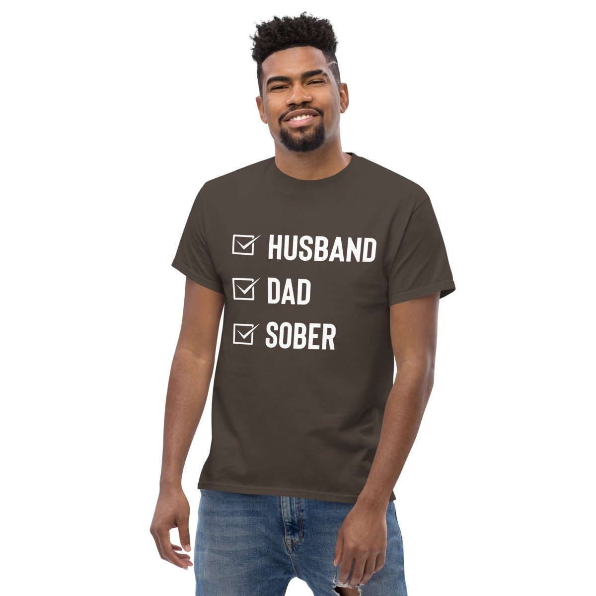 Husband Dad Sober - Men's Classic Tee Celebrating Sober Fatherhood - Clean & Sober