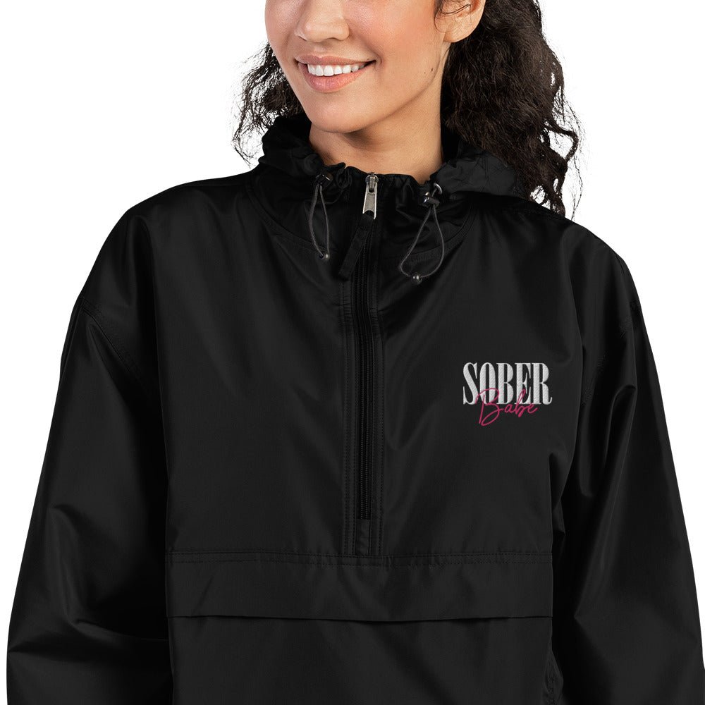 Sober Babe Women's Embroidered Champion Packable Jacket - Clean & Sober