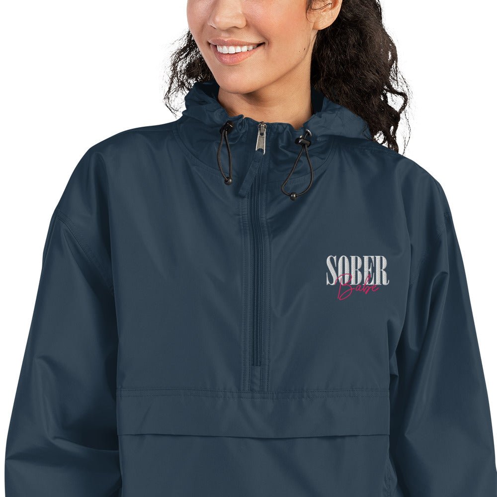 Sober Babe Women's Embroidered Champion Packable Jacket - Clean & Sober