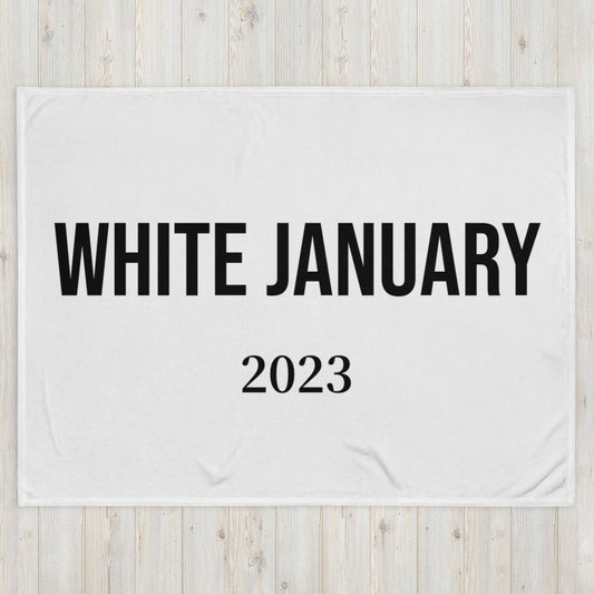 Throw Blanket White January 2023 - Clean & Sober